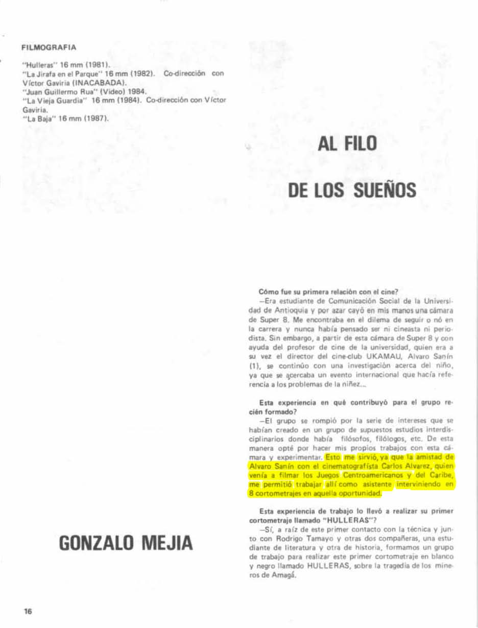 Entrevista a Gonzalo Mejía por Augusto Bernal. Arcadia N° 14-15 (1987)